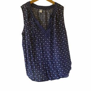 Old Navy Sleeveless Split Neck Blouse Navy Large